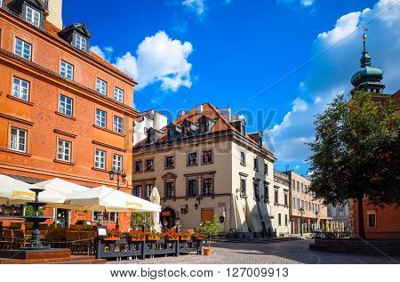 Warsaw, Poland - August 1 : Tourists on foot Street in Warsaw, Poland. is the capital and largest city of Poland. August 1, 2015 in Warsaw