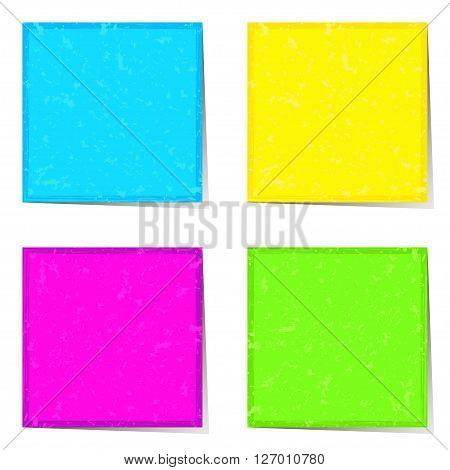 Bright stickers in neon colors for notes, vector illustration