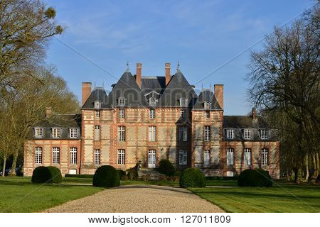 Fleury la Foret France - march 15 2016 : the castle of Fleury la Foret of 17 th century