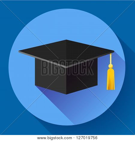 Student graduation cap icon. Flat design style
