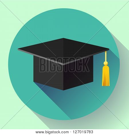Student graduation cap icon. Flat design style