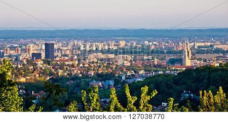 City of Zagreb panoramic view capital of Croatia