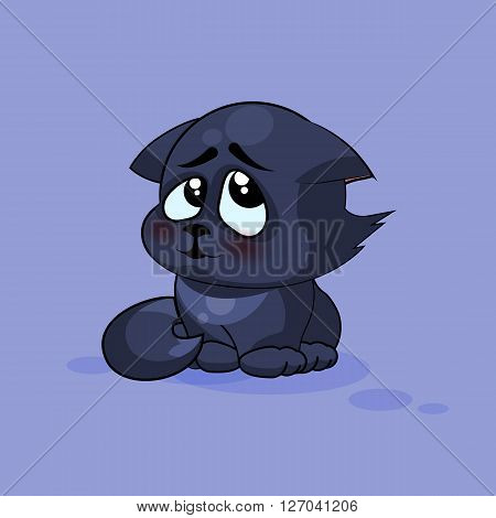 Vector Stock Illustration isolated Emoji character cartoon black cat embarrassed, shy and blushes sticker emoticon for site, infographics, video, animation, websites, e-mails, newsletters, reports, comics