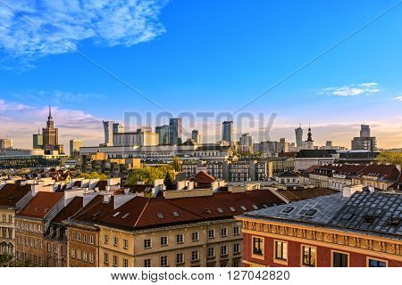 Top view of the center of Warsaw. HDR - high dynamic range