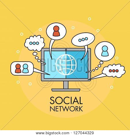Social network, concept of communication in the network, vector illustration.