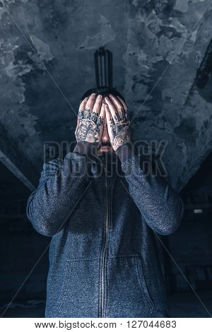 Worried Man With Hands On Head