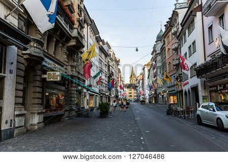 Famous Postcard View Of Various Houses And Churches In The Old Town Part Of Zurich