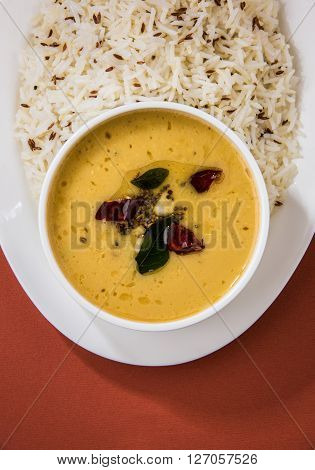 Whole Yellow Lentil with Rice, dal tadka and jeera rice, Indian Dish, cooked rice and cooked Arhar or Toor dal (Pigeon Pea)
** Note: Soft Focus at 100%, best at smaller sizes