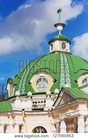 MOSCOW RUSSIA - April 17 2015: Roof of The Grotto in Kuskovo park by the architect F. Argunov. Kuskovo manor near Moscow.