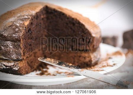 Home made chocolate pie on plate