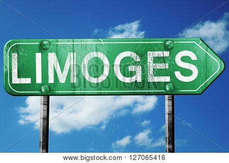 limoges road sign, on a blue sky background