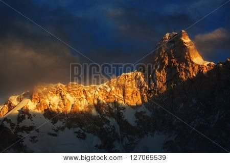 Scenic view of Jannu peak, Kanchenjunga Region, Himalayas, Nepal.