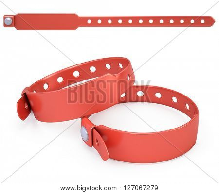 red blank bracelet isolated on white - 3d render