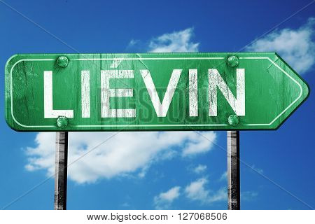 lievin road sign, on a blue sky background