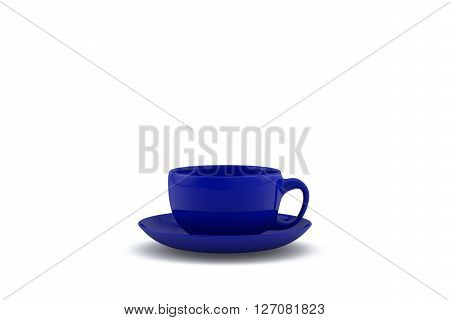 3d render of blank coffee cup with saucer on white background