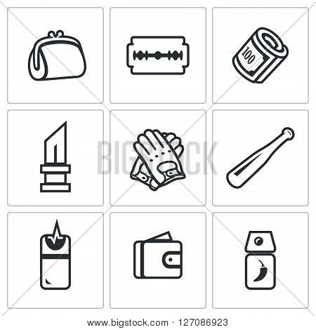 Handbag, Razor, Finance, Knife, Gloves, Bat, Teaser, Purse, Tear Gas