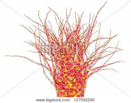 3D illustration of abstract colored stems odject