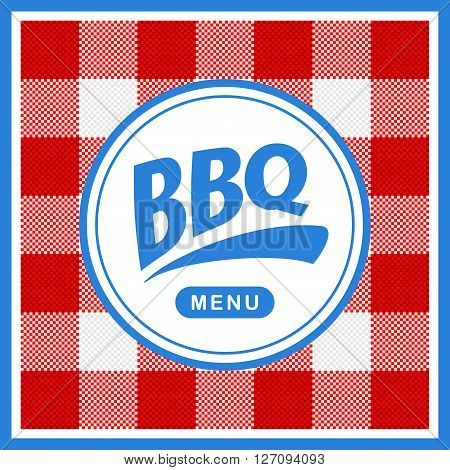 Vector rounded barbecue label on pattern background