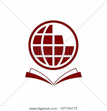 News icons. World globe symbols. Open book sign. Education literature. Square flat buttons with long shadow