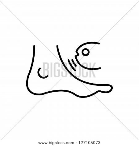 Line Icon Style,  Fish Spa Feet  Icon