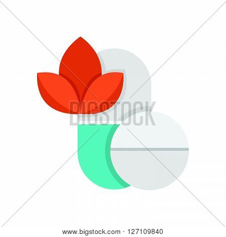 Flat Icon Pills Alternative medicine icon support vector design  eps 10.