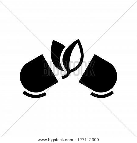 Bold Icon Natural Pills. Alternative Medicine Icon