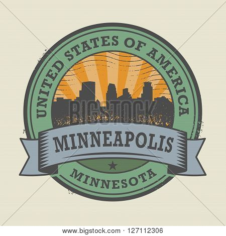 Grunge rubber stamp or label with name of Minneapolis, Minnesota, vector illustration