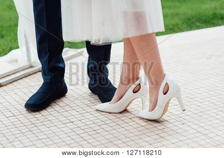 Lovers Hold Hands And Walk In The Park