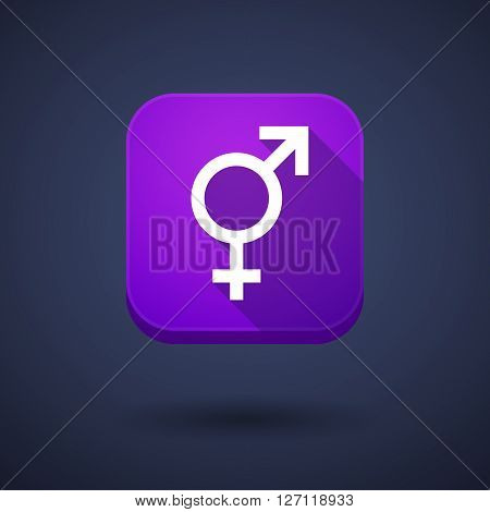 Square Long Shadow App Button With A Bigender Symbol