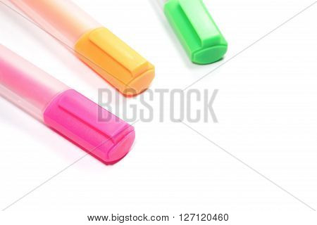 Closed up Multicolored Highlighter marker or highligh pen