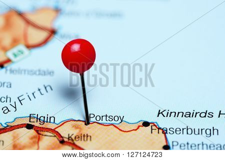 Portsoy pinned on a map of Scotland