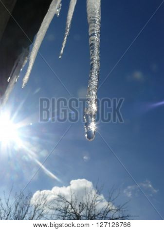 Icicle
With the first spring thaw on the cornices appear long icicles.