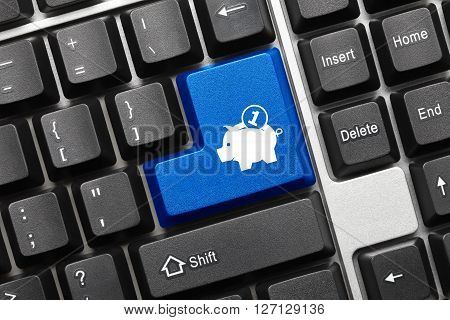 Conceptual Keyboard - Blue Key With Moneybox Symbol