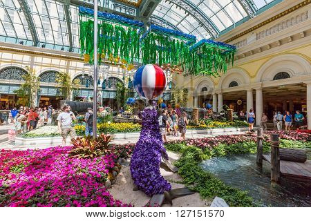 LAS VEGAS, NEVADA - SEPTEMBER 9, 2015: Interior views of the Bellagio Casino Resort on the Las Vegas Strip on September 9 2015. The Bellagio Casino Resort is a famous and popular luxury casino in Vegas.
