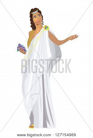 Greek goddess with grapes in her hand