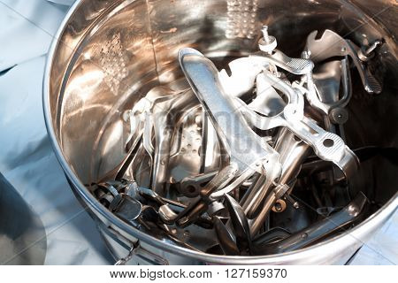 Colposcop in Sterilizer (Equipment vaginal speculum) for papsmear gynecology inspect EXAMINATION Cervical cancer