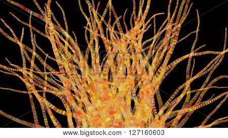 3D illustration of abstract colored stems odject