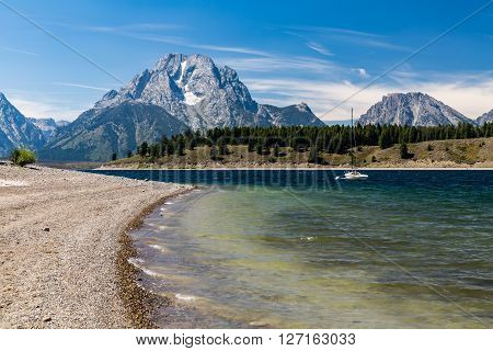 Views of the Jenny and Jackson Lakes in the Grand Teton National Park Wyoming