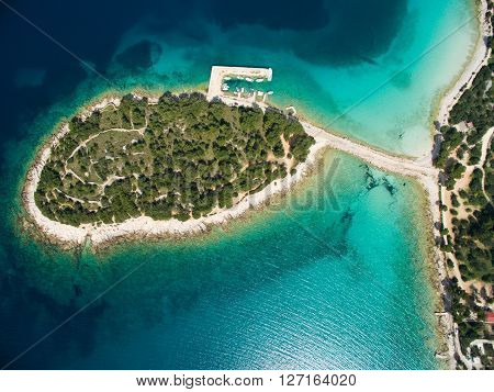 Aerial view of beautiful Adriatic in Croatia