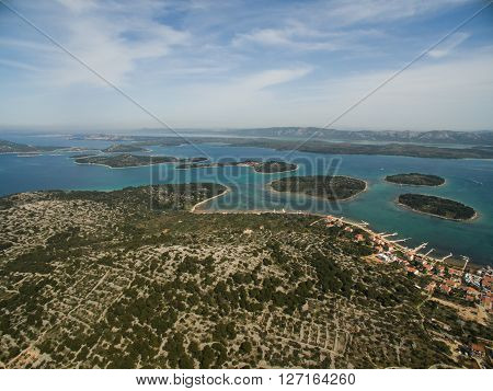 Aerial view of beautiful Adriatic in Croatia