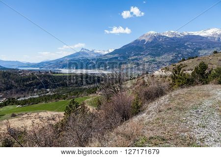 Nature overlook near vilage Embrun in Hautes-Alpes France