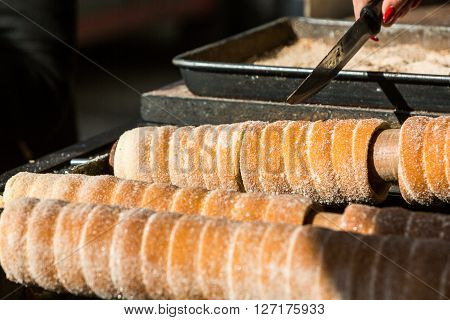 Famous bakery stuff called Trdelnik in Prague