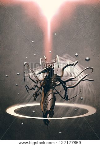 science fiction robot character, illustration digital painting