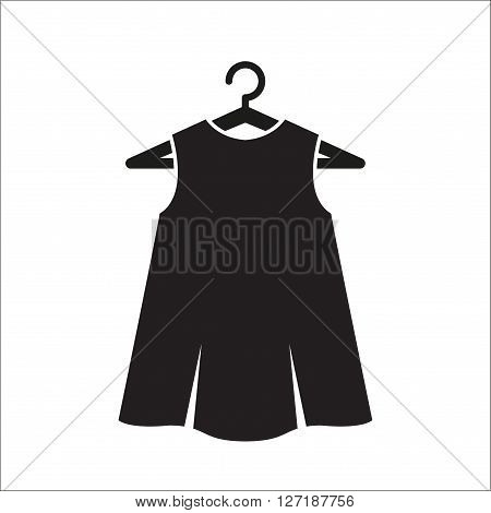 Girl little black dress on hanger. Dress Icon