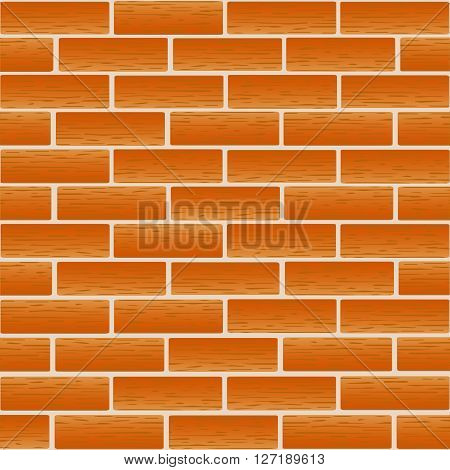 Brickwork of ordinary red bricks . Vector. Square.