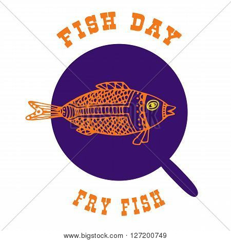 The fish in the pan. Vector illustration of a fish theme