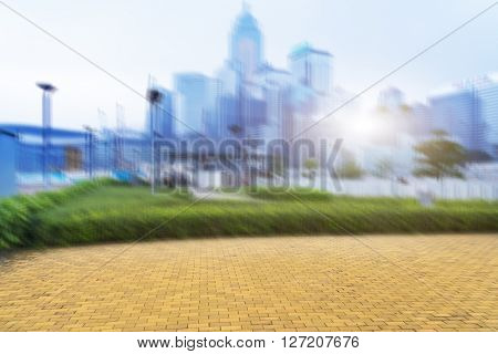 Blurred image of Hong Kong downtown distric,china.