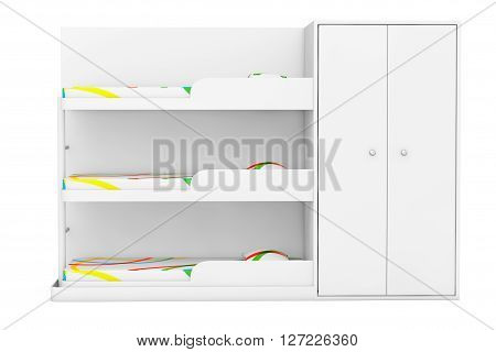 Simple Bunk Bed on a white background. 3d Rendering