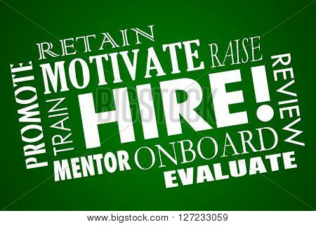 Hire Word Collage Employees Motivate Promote Retain Workers