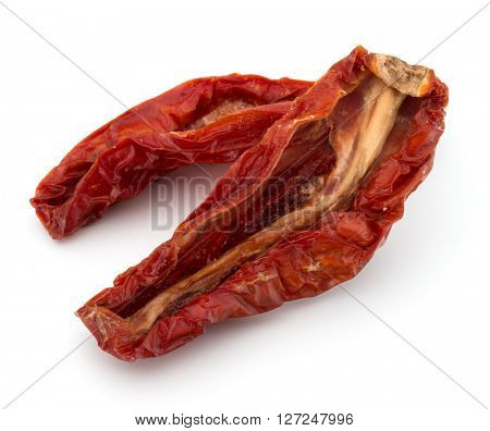 Dried tomatoes isolated on white background cutout